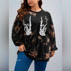 SKELETON TIE DYE SWEATSHIRT PLUS SIZE